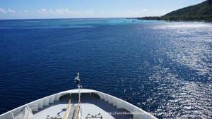 Paul Gauguin Cruises Tahiti & Society Islands Luxury Travel Virtuoso Izumi Ogawa Trip agent vacation advisor Vision French Polynesia Cruise ship boat ocean water sand beach Moorea shark stingray