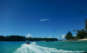 Paul Gauguin Cruises Tahiti & Society Islands Luxury Travel Virtuoso Izumi Ogawa Trip agent vacation advisor Vision French Polynesia Cruise ship boat ocean water sand beach Moorea shark stingray