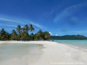 Paul Gauguin Cruises Tahiti & Society Islands Luxury Travel Virtuoso Izumi Ogawa Trip agent vacation advisor Vision French Polynesia Cruise ship boat Bora Bora ocean water sand beach