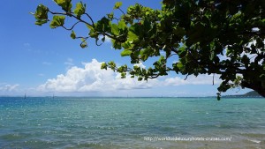 Paul Gauguin Cruises Tahiti & Society Islands Luxury Travel Virtuoso Izumi Ogawa Trip agent vacation advisor Vision French Polynesia Cruise ship boat Bora Bora ocean water sand beach Moorea