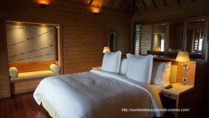 Four Seasons Resort overwater bungalow snorkel room bath bed Tahiti Society Islands Luxury Travel Virtuoso Izumi Ogawa Trip agent vacation advisor Vision French Polynesia Cruise ship boat Bora Bora ocean water sand beach