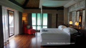 St. Regis Resort Bora Bora overwater bungalow snorkel room bath bed Tahiti Society Islands Luxury Travel Virtuoso Izumi Ogawa Trip agent vacation advisor Vision French Polynesia Cruise ship boat ocean water sand beach