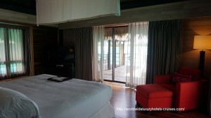 St. Regis Resort Bora Bora overwater bungalow snorkel room bath bed Tahiti Society Islands Luxury Travel Virtuoso Izumi Ogawa Trip agent vacation advisor Vision French Polynesia Cruise ship boat ocean water sand beach