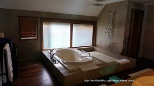 St. Regis Resort Bora Bora overwater bungalow snorkel room bath bed Tahiti Society Islands Luxury Travel Virtuoso Izumi Ogawa Trip agent vacation advisor Vision French Polynesia Cruise ship boat ocean water sand beach